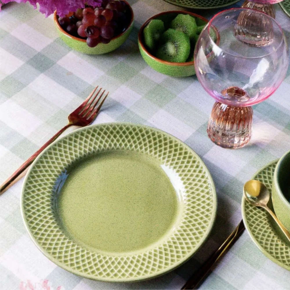 Jogo de Pratos Rasos Verde Esmeralda Ceramica Alleanza