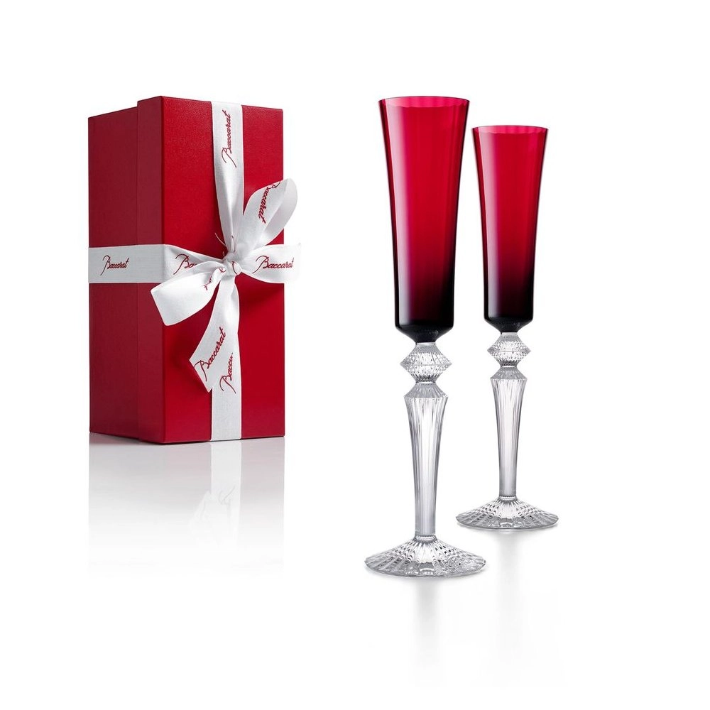 Jogo de Taças Para Champanhe Em Cristal Baccarat Mille Nuits Vermelha