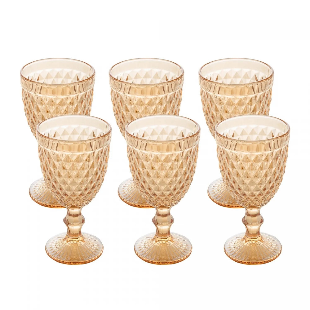 Tacas Para Agua Lyor Bico de Abacaxi Ambar Metalizado 260 Ml - 6 Pecas