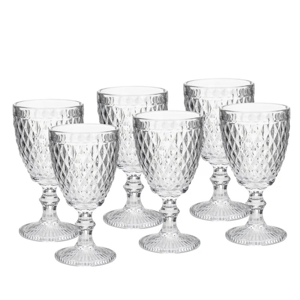 Jogo de Tacas Para Vinho Lyor Bico de Abacaxi Transparente 210 Ml - 6 Pecas