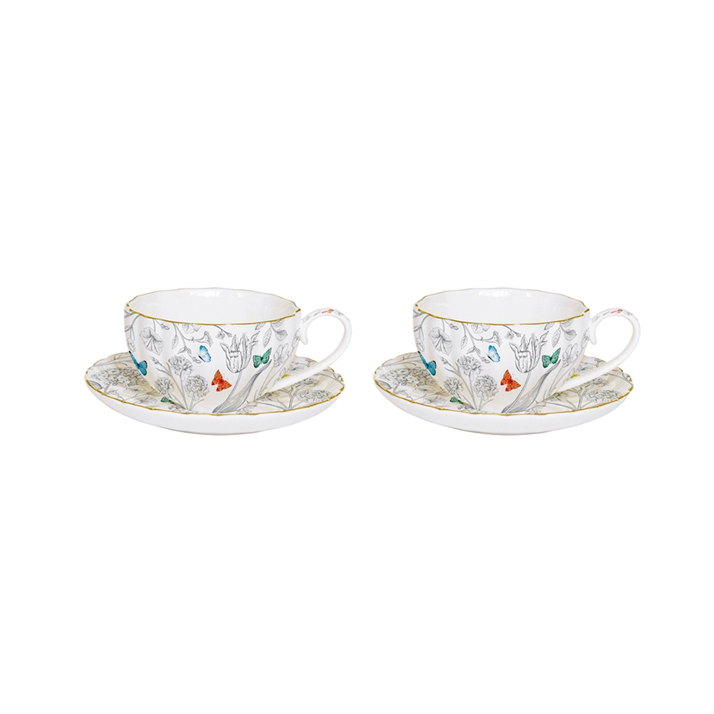 Jogo de Xícaras Para Café Com Pires Easy Life Fleurs & Papillons 100 Ml - 2 Peças Jogo de Xícaras Para Café Com Pires Easy Life Fleurs & Papillons 100 Ml - 2 Peças