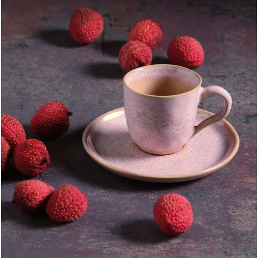 Jogo de Xícaras Para Café Com Pires Porto Brasil Bio Litchi 120 Ml - 6 Peças