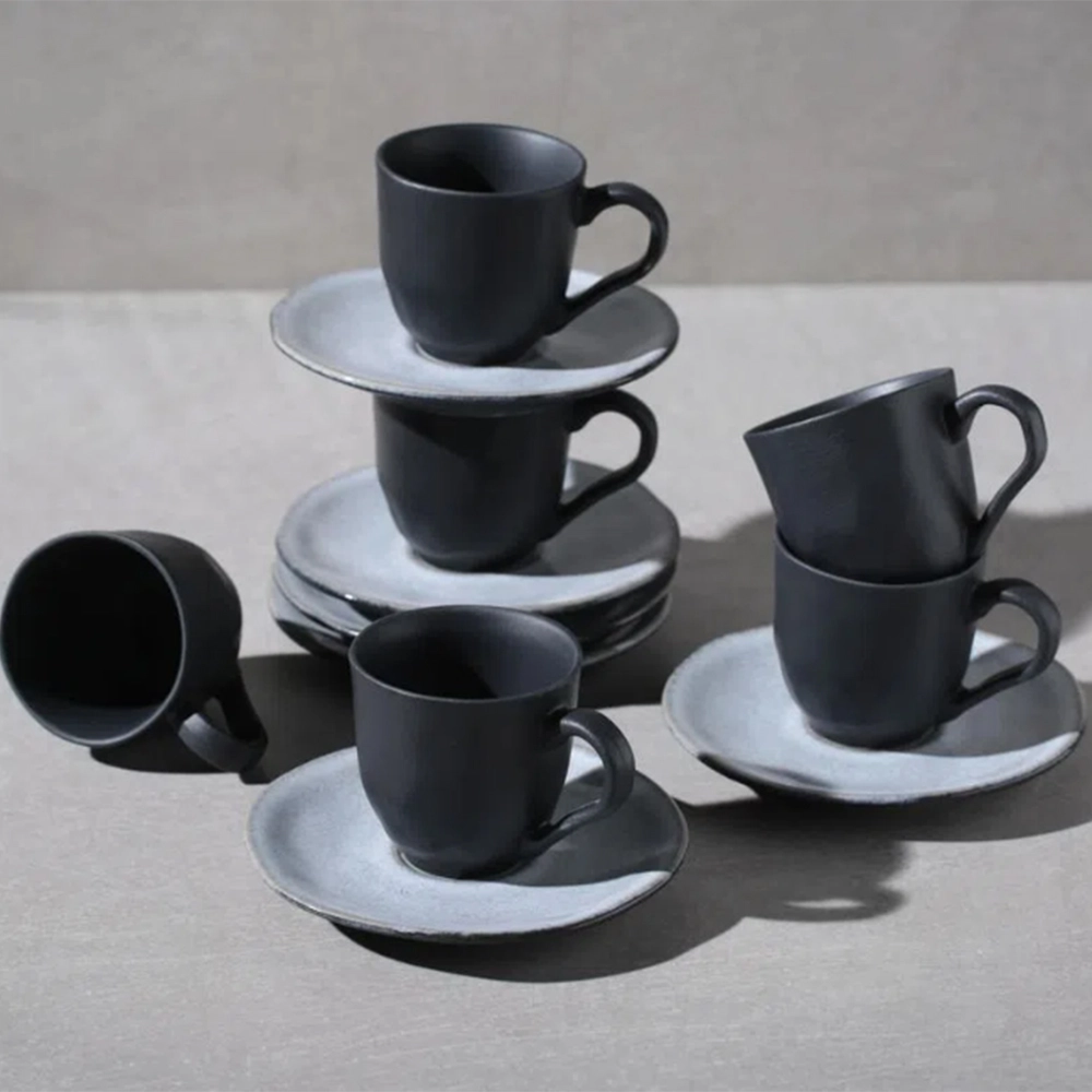 Jogo de Xícaras Para Café Com Pires Porto Brasil Orgânico Concreto 120 Ml - 6 Peças Jogo de Xícaras Para Café Com Pires Porto Brasil Orgânico Concreto 120 Ml - 6 Peças