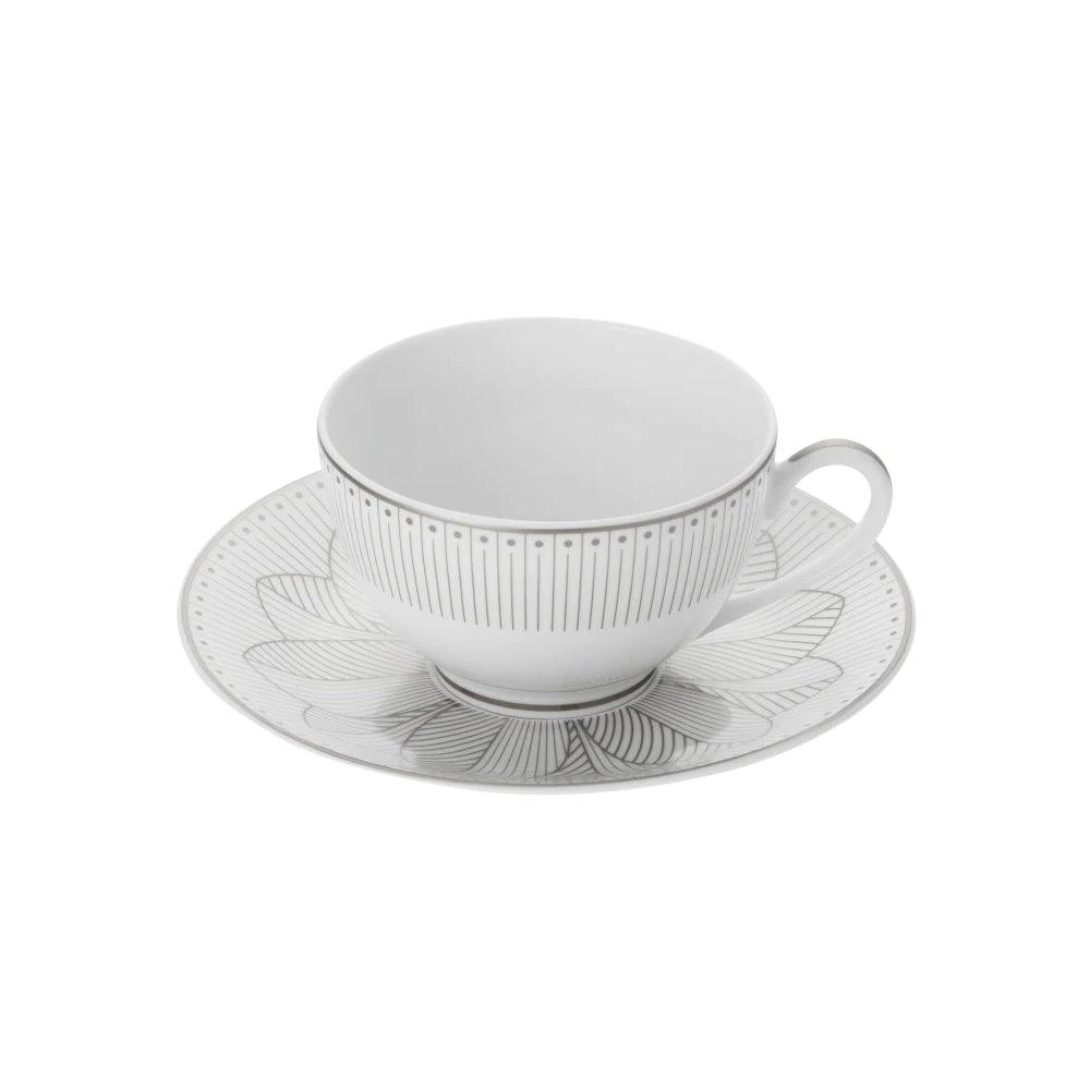 Jogo de Xicaras Para Cha Com Pires Malmaison Imperiale Platina 2 Pecas