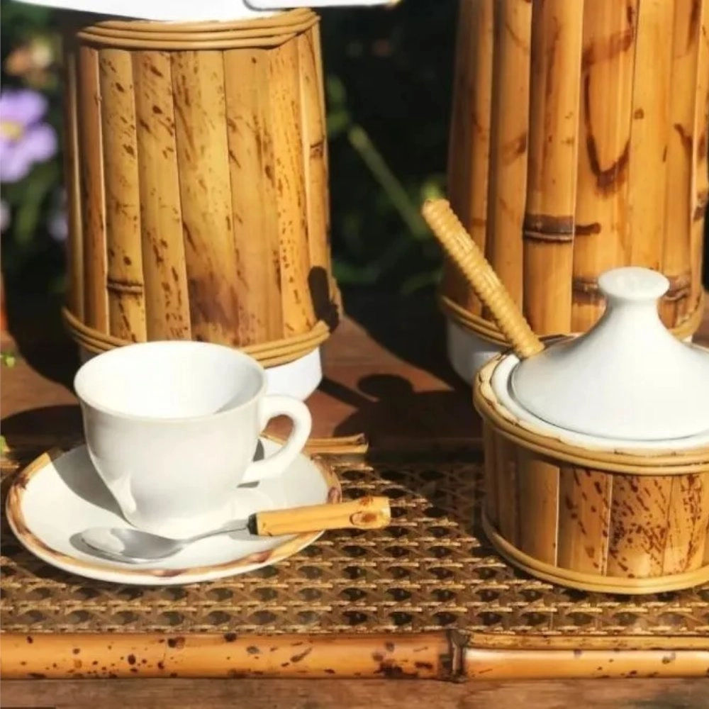 Jogo de Xicaras Para Cha Com Pires Bambu Scalla - 6 Pecas Jogo de Xicaras Para Cha Com Pires Bambu Scalla - 6 Pecas