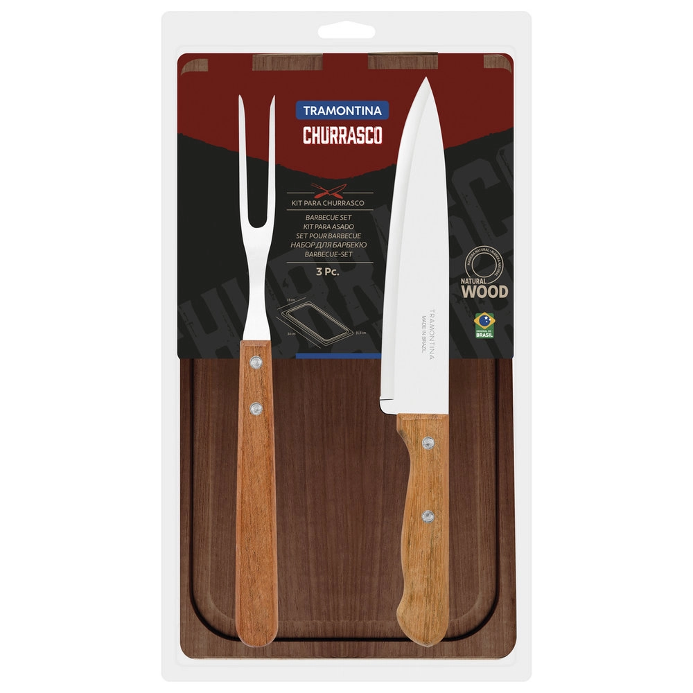 Kit Para Churrasco Tramontina Churrasco Cabo Madeira - 3 Pecas Kit Para Churrasco Tramontina Churrasco Cabo Madeira - 3 Pecas