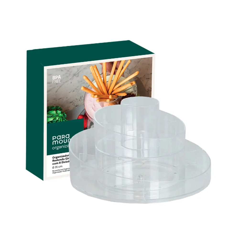Organizador Redondo Giratório Com 8 Divisórias Paramount Elegance 26 Cm Organizador Redondo Giratório Com 8 Divisórias Paramount Elegance 26 Cm