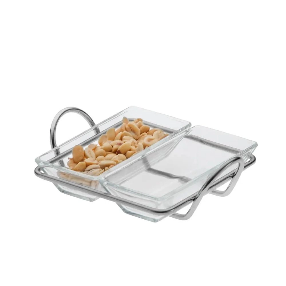 Porta Aperitivo Duplo Riva Lucca Aco Inox 16 X 13 X 4,5 Cm Porta Aperitivo Duplo Riva Lucca Aco Inox 16 X 13 X 4,5 Cm