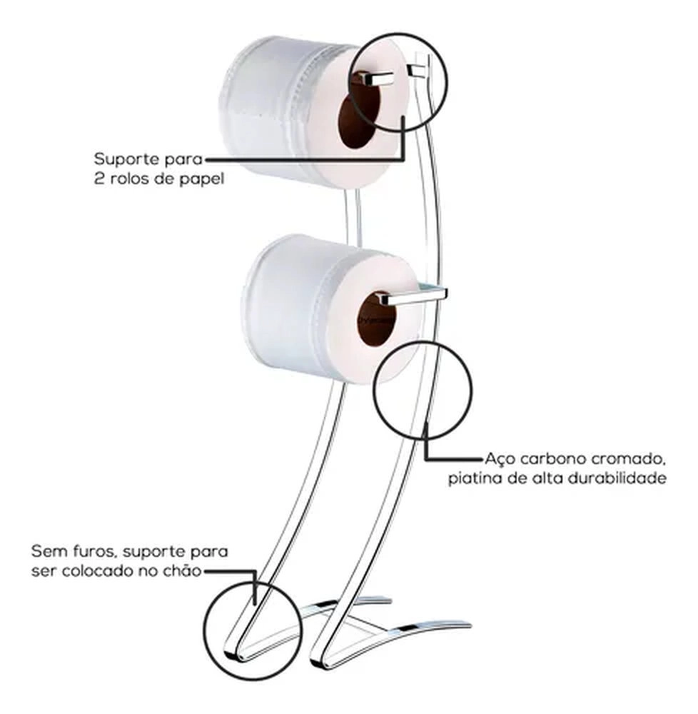 Porta Papel Higienico de Chao Future Perfezione 17 X 14 X 48 Cm