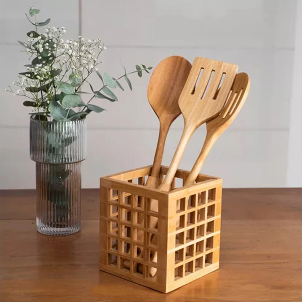 Porta Utensílios Vazado Oikos Bambu 15 X 13 Cm