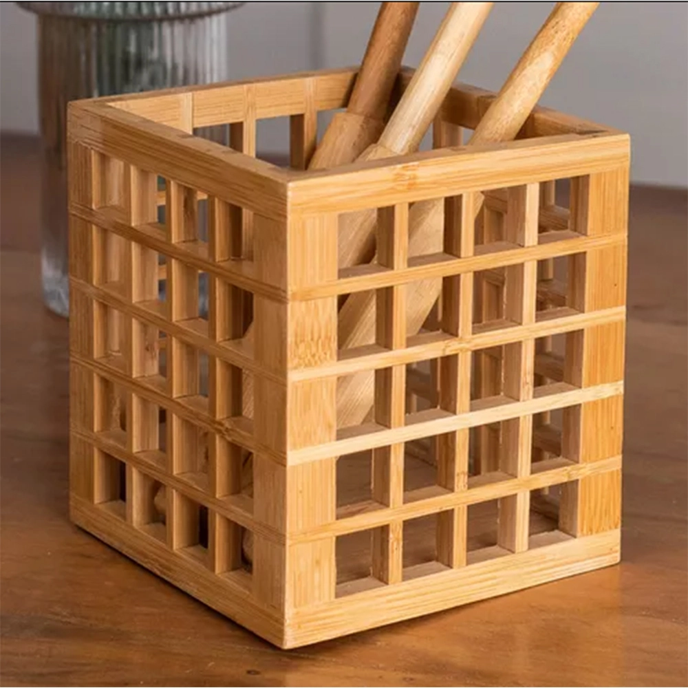 Porta Utensílios Vazado Oikos Bambu 15 X 13 Cm