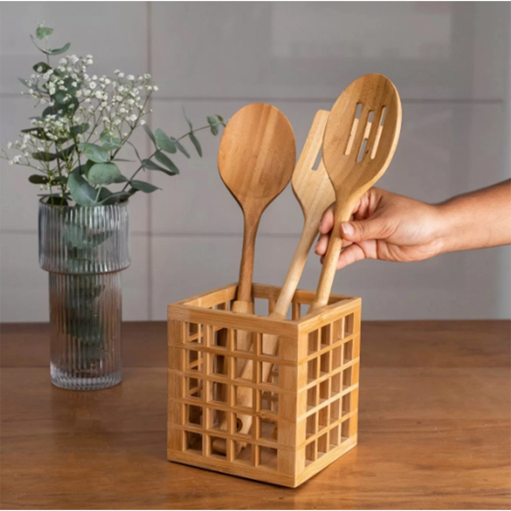 Porta Utensílios Vazado Oikos Bambu 15 X 13 Cm
