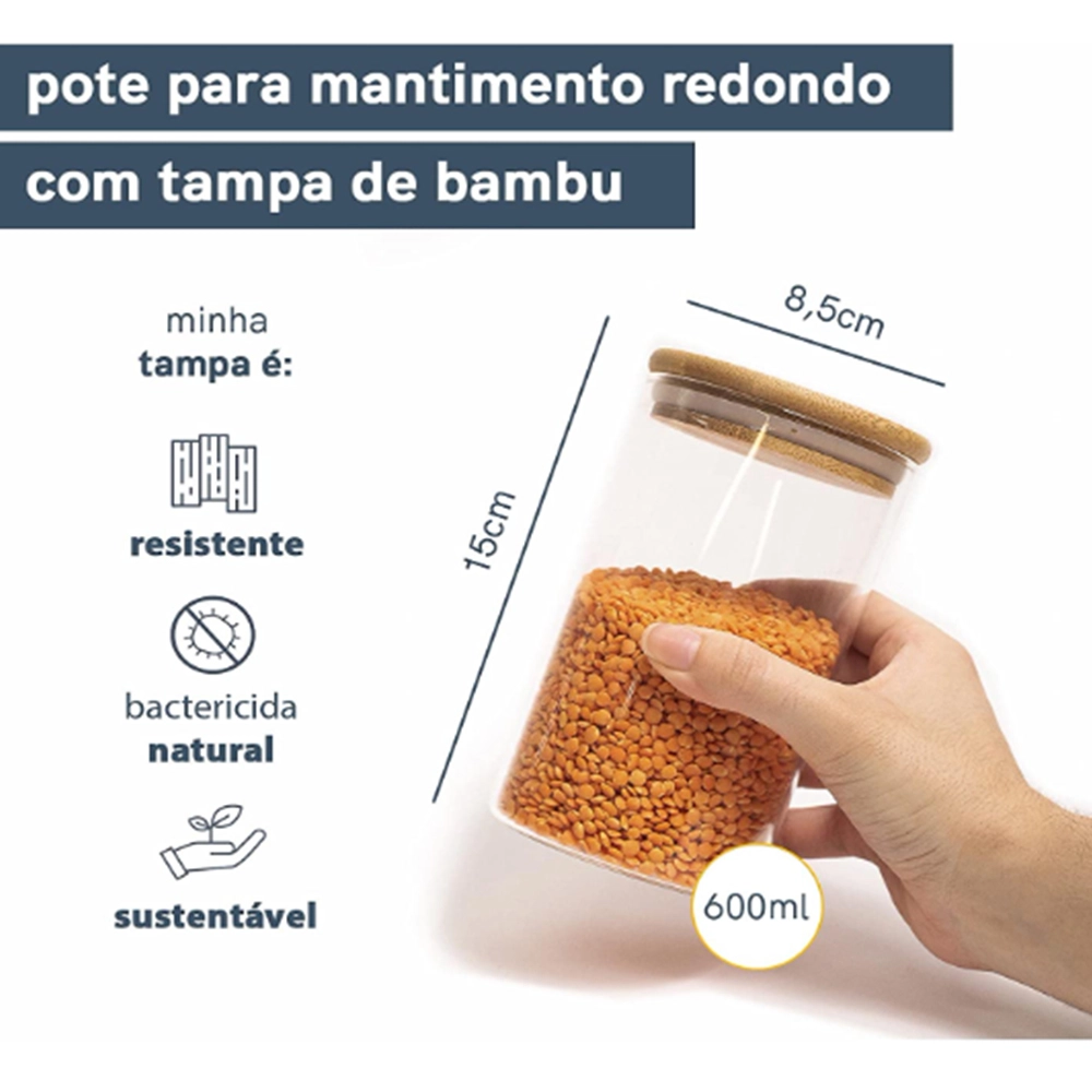 Pote Para Mantimentos Empilhável Redondo Com Tampa Oikos Bambu 600 Ml Pote Para Mantimentos Empilhável Redondo Com Tampa Oikos Bambu 600 Ml