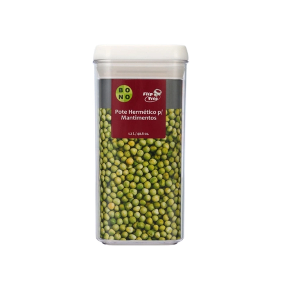 Pote Para Mantimentos Hermético Quadrado Bono Home Flip Tite 1,2 Litros