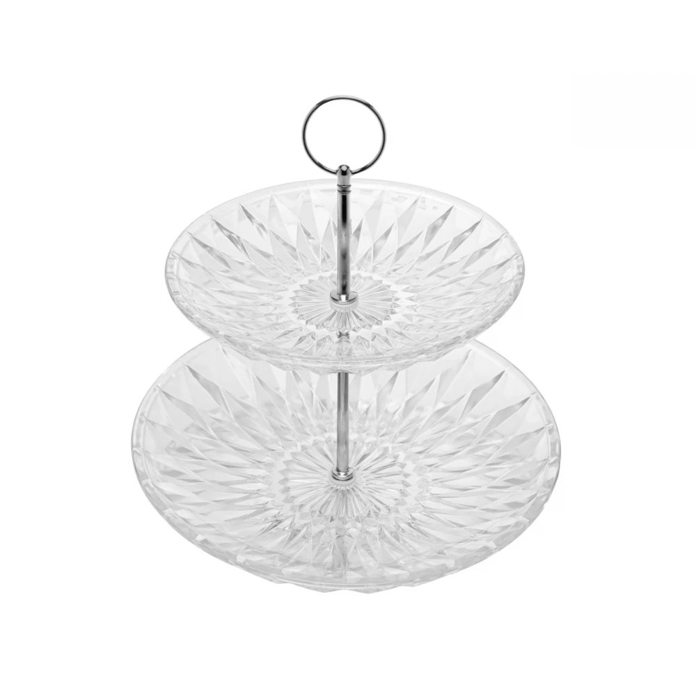 Porta Doces de Vidro 2 Andares Diamond Porta Doces de Vidro 2 Andares Diamond