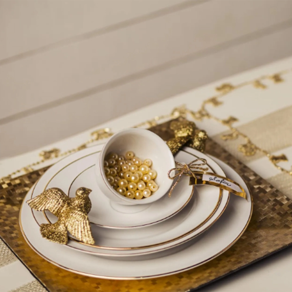 Prato Raso Tramontina Elisa Friso Dourado 28 Cm - Cada Prato Raso Tramontina Elisa Friso Dourado 28 Cm - Cada