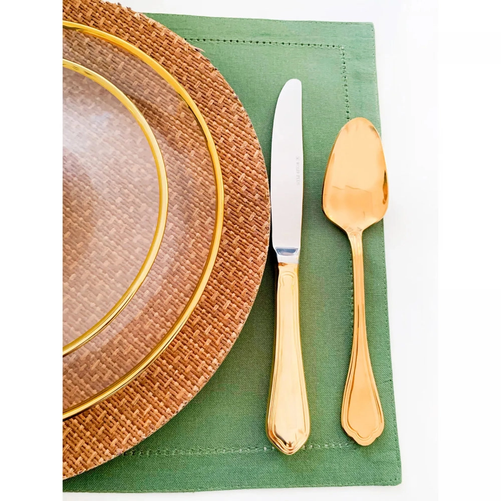 Prato Raso Wolff Linen Com Borda Dourada 26 Cm - Cada