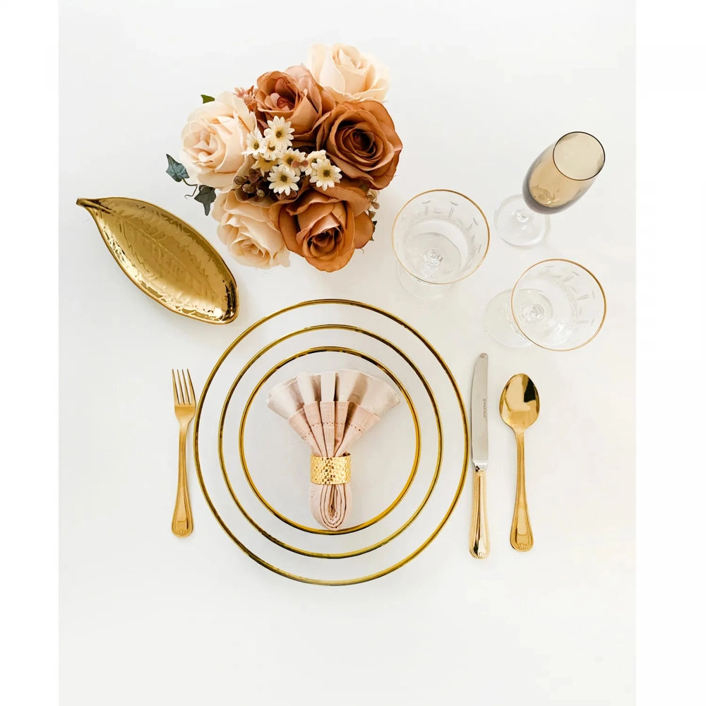 Prato Raso Wolff Linen Com Borda Dourada 26 Cm - Cada