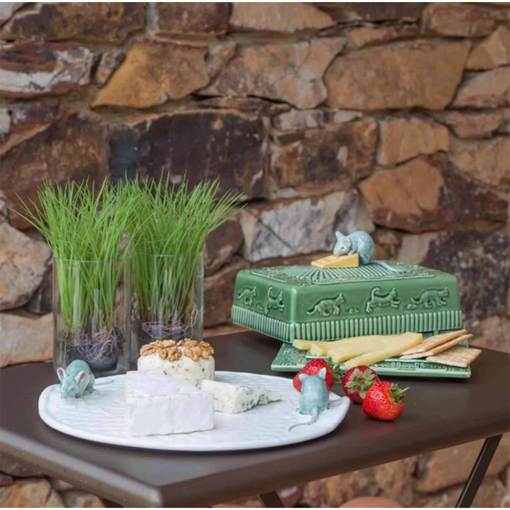 Queijeira Rato Com Tampa Bordallo Pinheiro 14 X 22,5 X 30,5 Cm