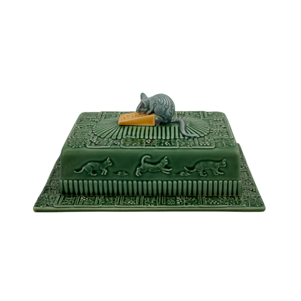 Queijeira Rato Com Tampa Bordallo Pinheiro 14 X 22,5 X 30,5 Cm