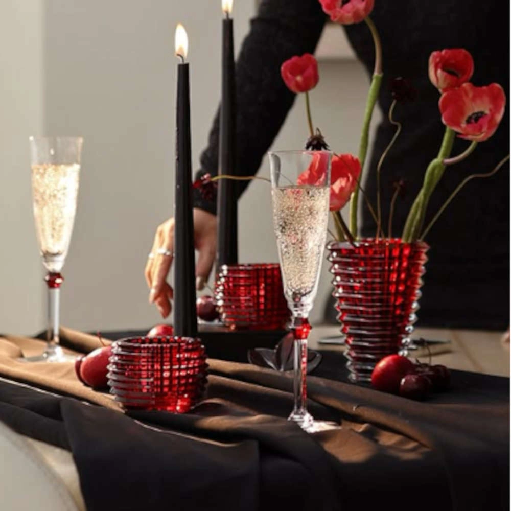 Vaso Oval Em Cristal Baccarat Eye Vermelho