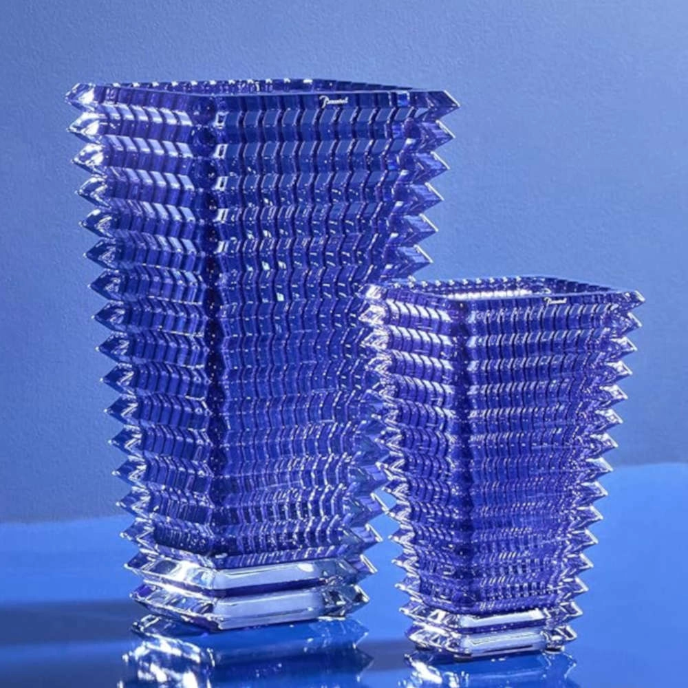 Vaso Retangular Em Cristal Baccarat Eye Azul