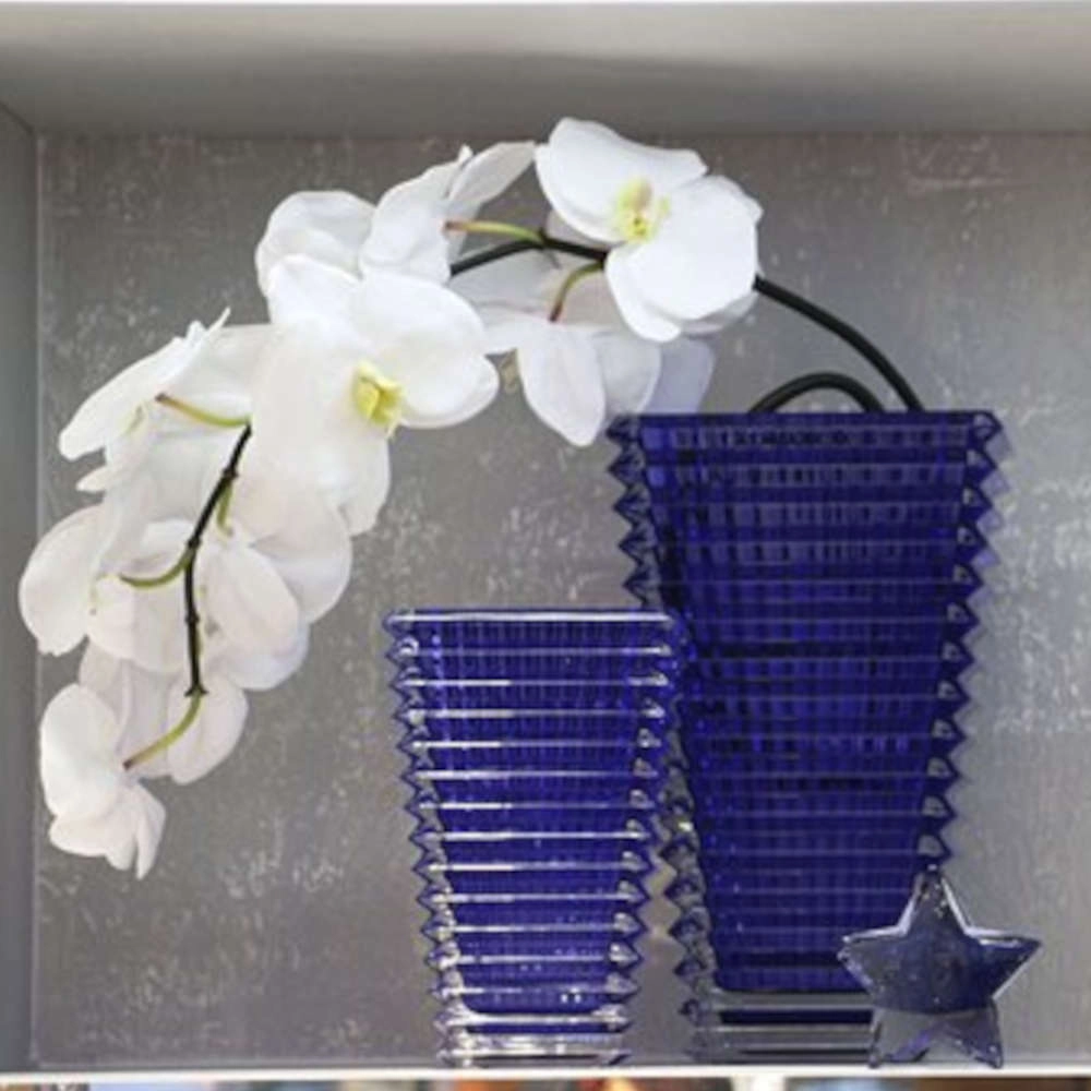 Vaso Retangular Em Cristal Baccarat Eye Azul