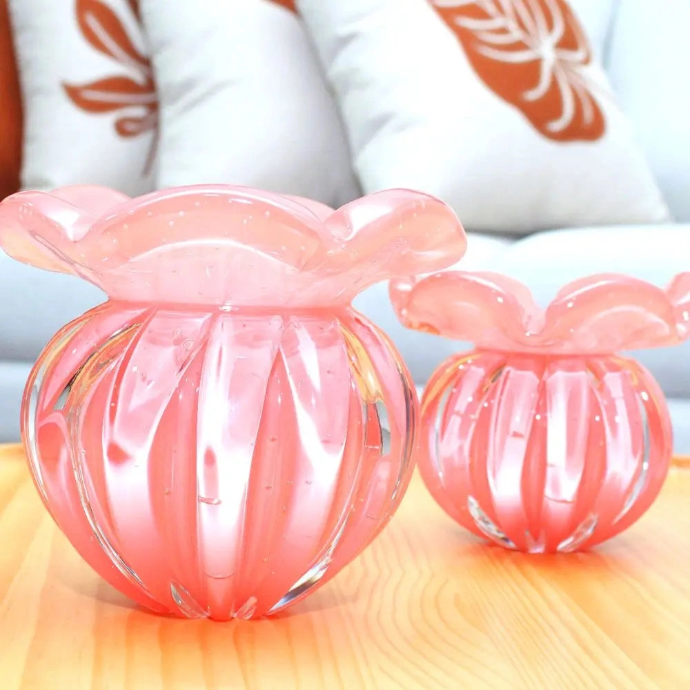 Vaso Torcello Cristais D´labone Quartzo Rose 14 X 14 Cm Vaso Torcello Cristais D´labone Quartzo Rose 14 X 14 Cm