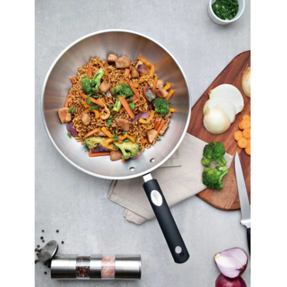 Wok Tramontina Astro Aço Inox 28 Cm Wok Tramontina Astro Aço Inox 28 Cm